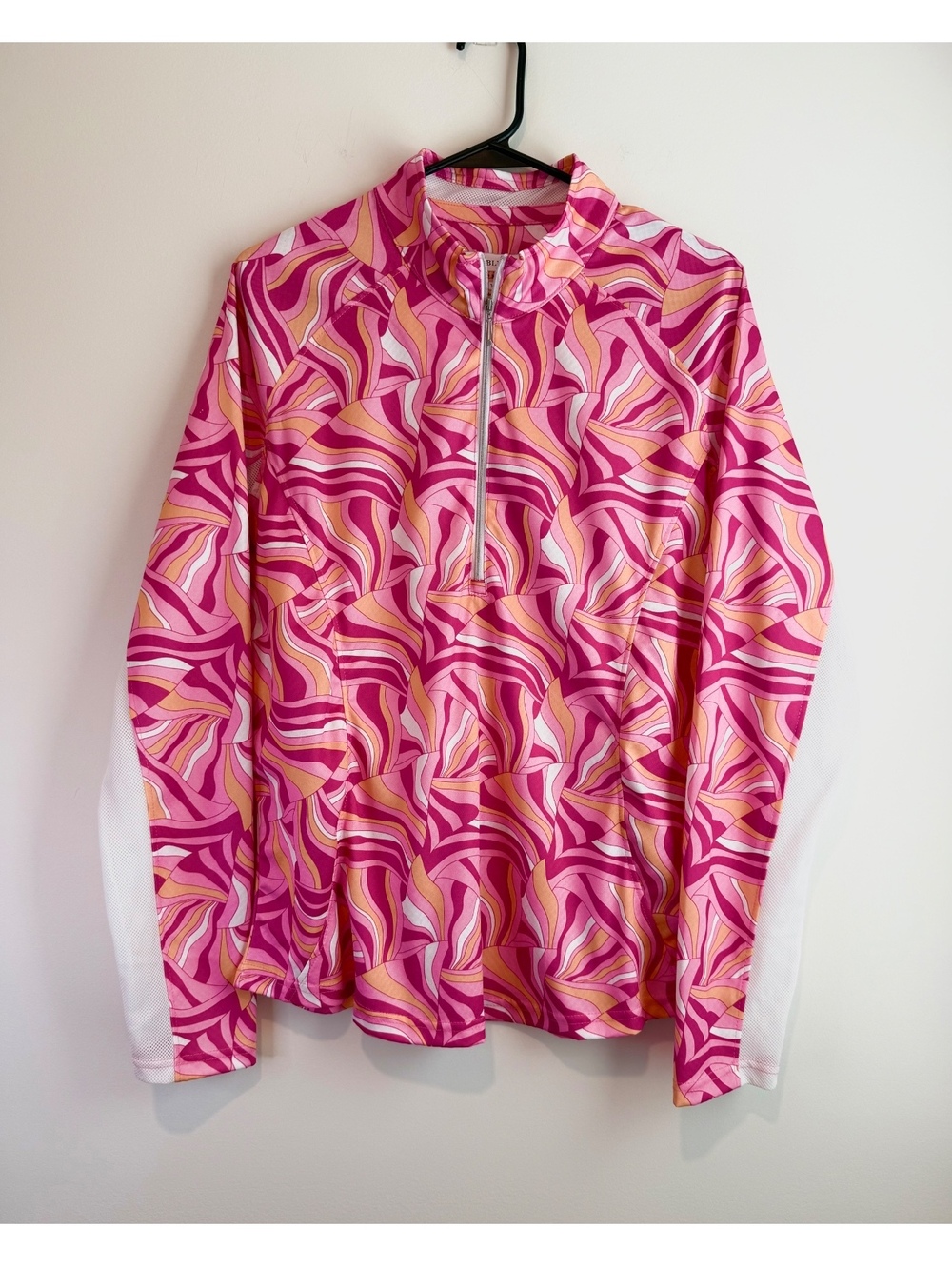 Pebble Beach XL Pink Orange White Performance Half-Zip Pullover